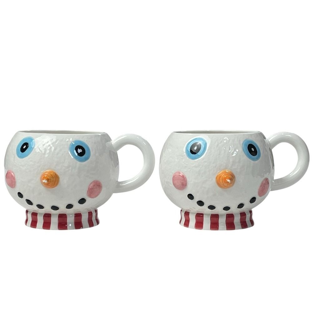 Department 56 Snowman Face Mug Set of 2 Christmas Holiday Mugs